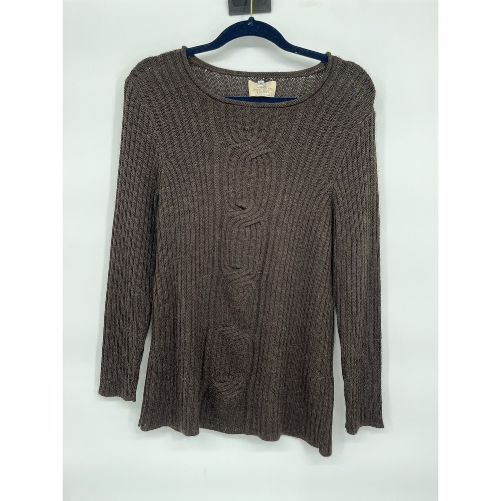 Spirit of The Andes UK Womens Baby Alpaca Knit Brown Sweater Jumper Size M